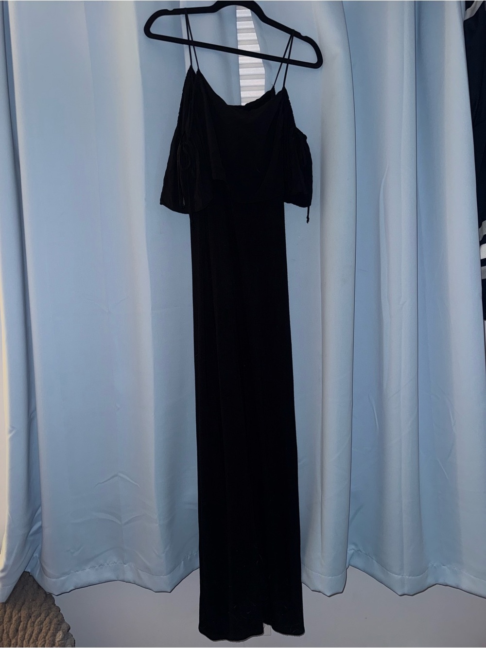 BCBGeneration Black Off-Shoulder Velvet Maxi Dress